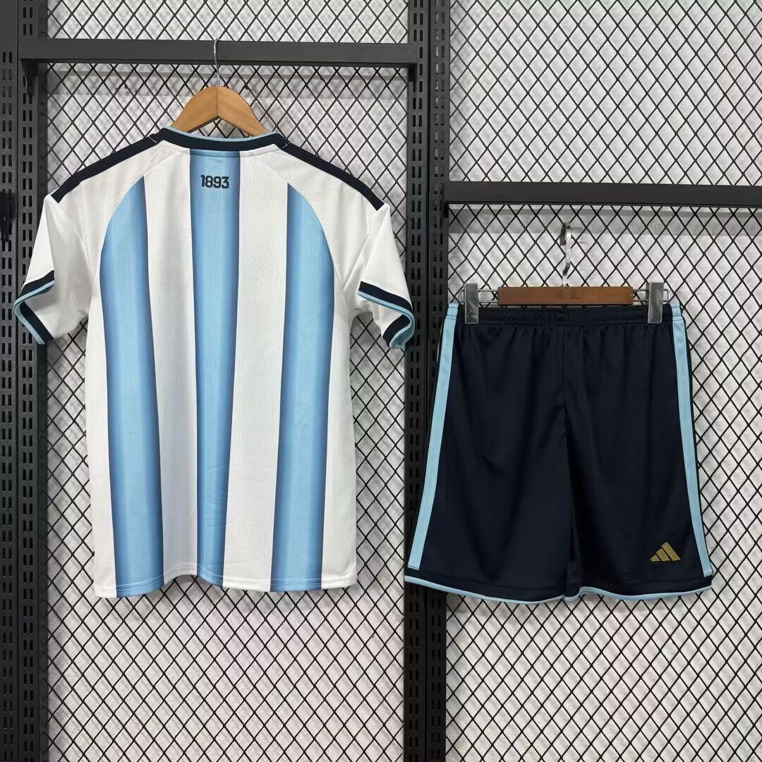 Argentina Home Soccer Uniform Kids Kit Jersey+Shorts World Cup 2026 - sinoshirt