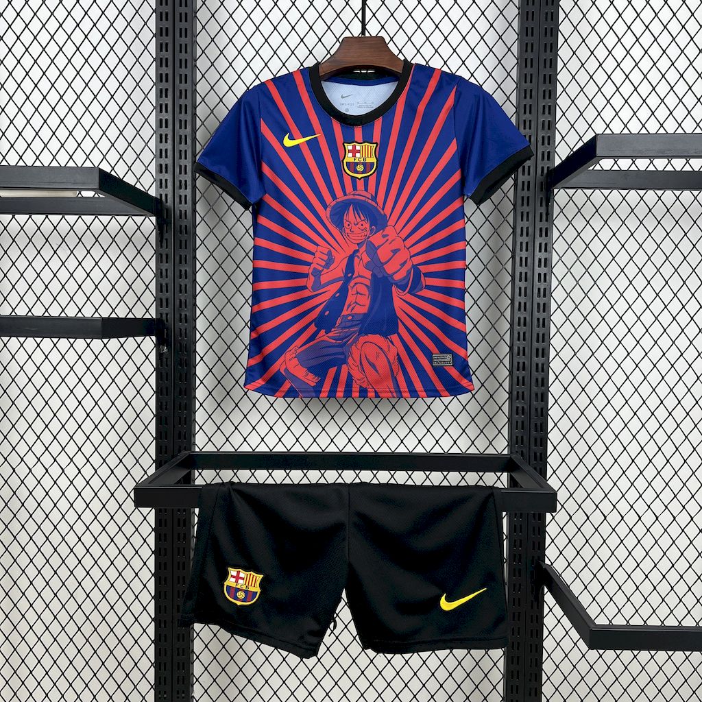 Barcelona One Piece Special Edition Soccer Kids Kit Jersey+Shorts 2025/26 - sinoshirt
