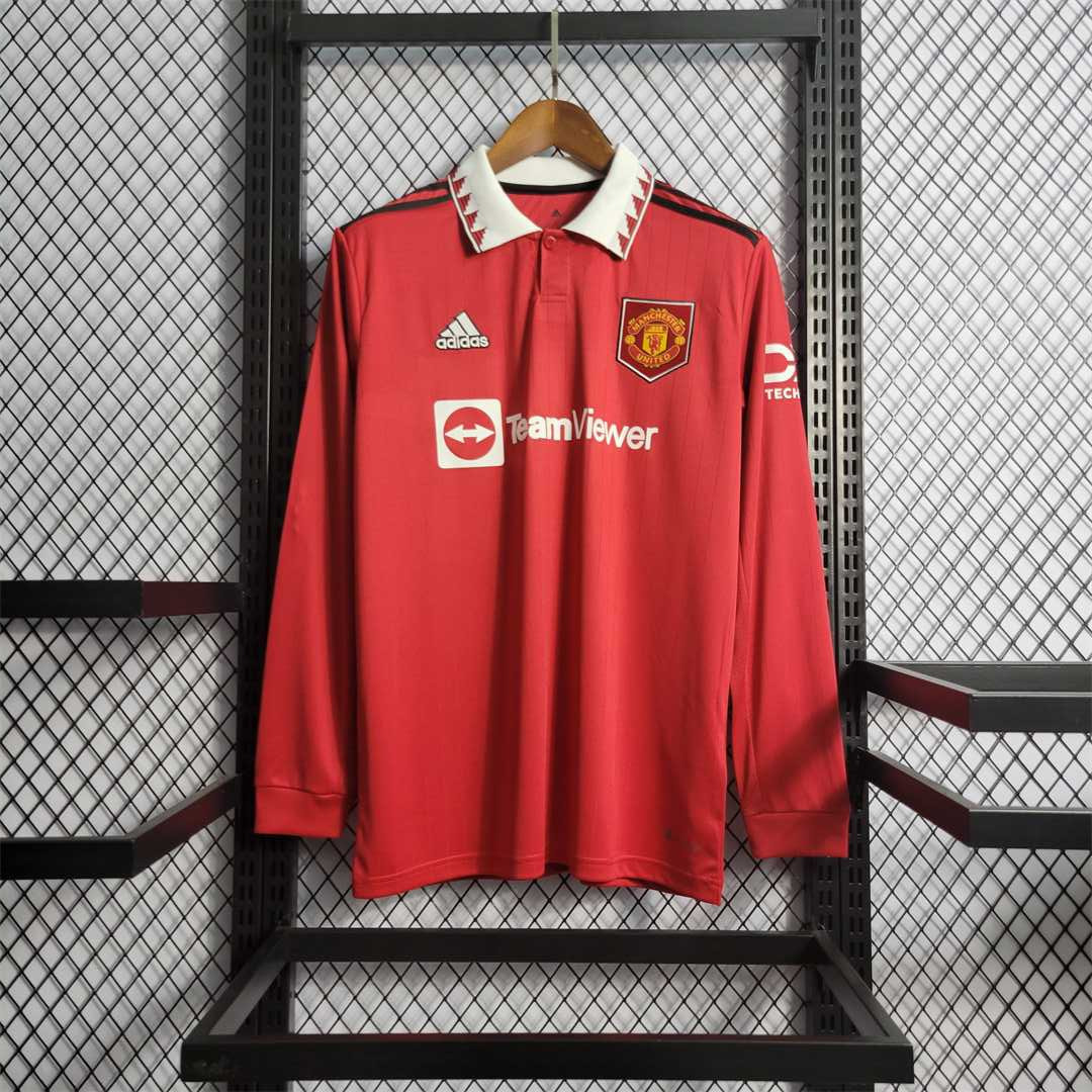 Manchester United Retro Home Long Sleeve Football Jersey Custom Shirt 2022/23 - sinoshirt