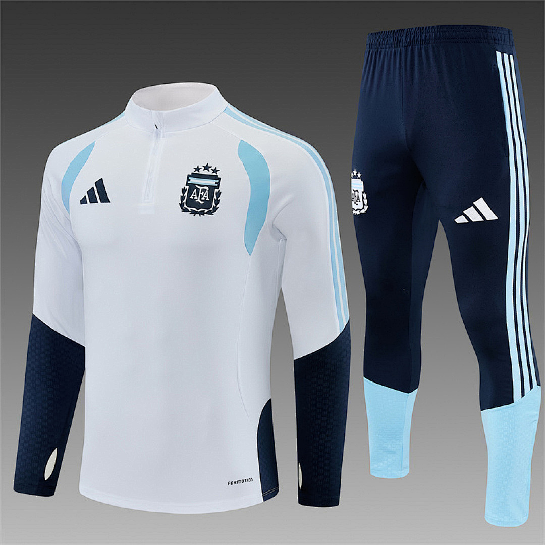 Kids Argentina Training Kit (Sweatshirt+Pants) White World Cup 2026 - sinoshirt