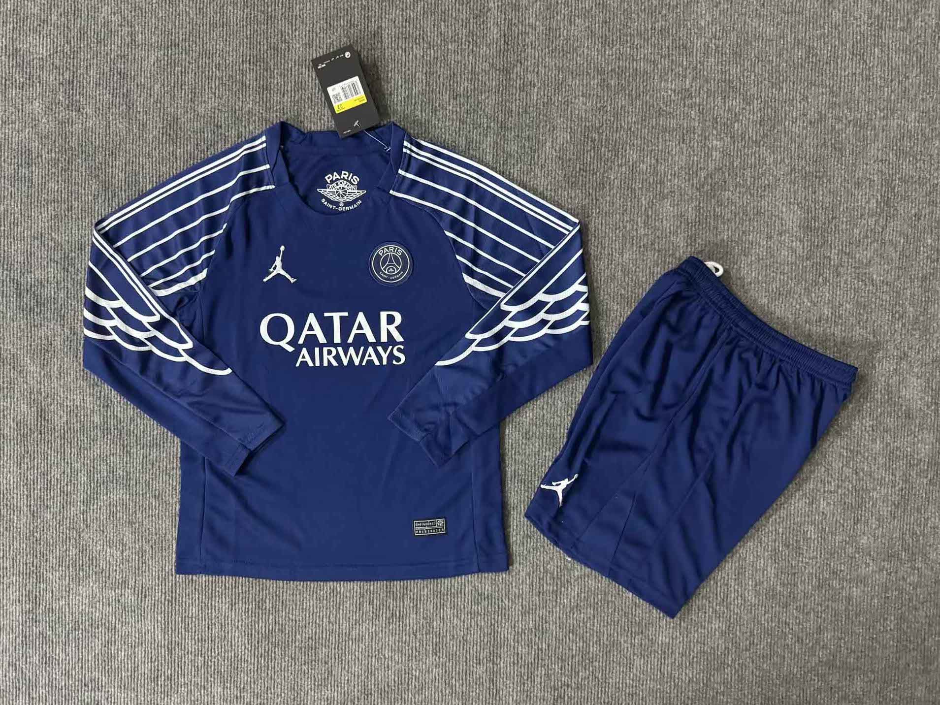 PSG Soccer Jersey Fourth Away Kids Kit Long Sleeve Jersey+Short 2024/25 - sinoshirt