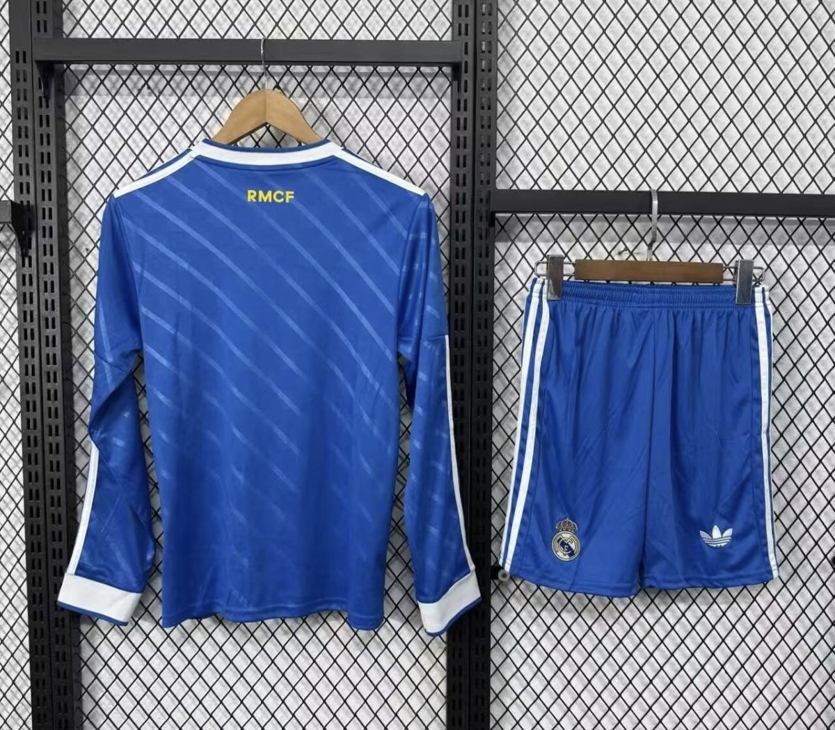 Real Madrid Soccer Jersey Third Away Long Sleeve Kids Kit Jersey+Shorts 2025/26 - sinoshirt