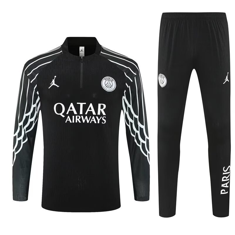PSG Training Kit (Sweatshirt+Pants) Black 2025/26 - sinoshirt