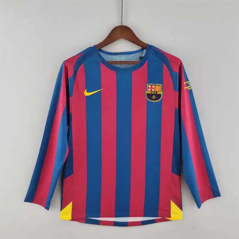Barcelona Retro Jersey Home Long Sleeve Soccer Shirt 2005-06 - sinoshirt
