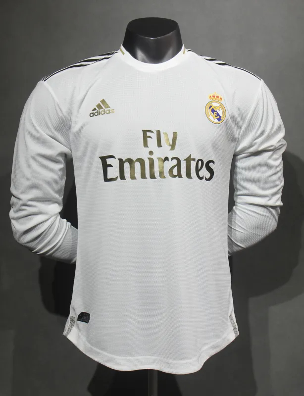 Real Madrid Authentic Retro Jersey Home Long Sleeve Soccer Shirt 2019/20 - sinoshirt