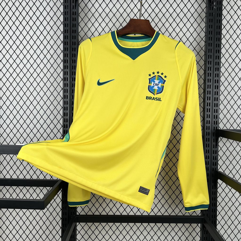 Brazil Soccer Jersey Home Long Sleeve Custom Shirt World Cup 2026 - sinoshirt