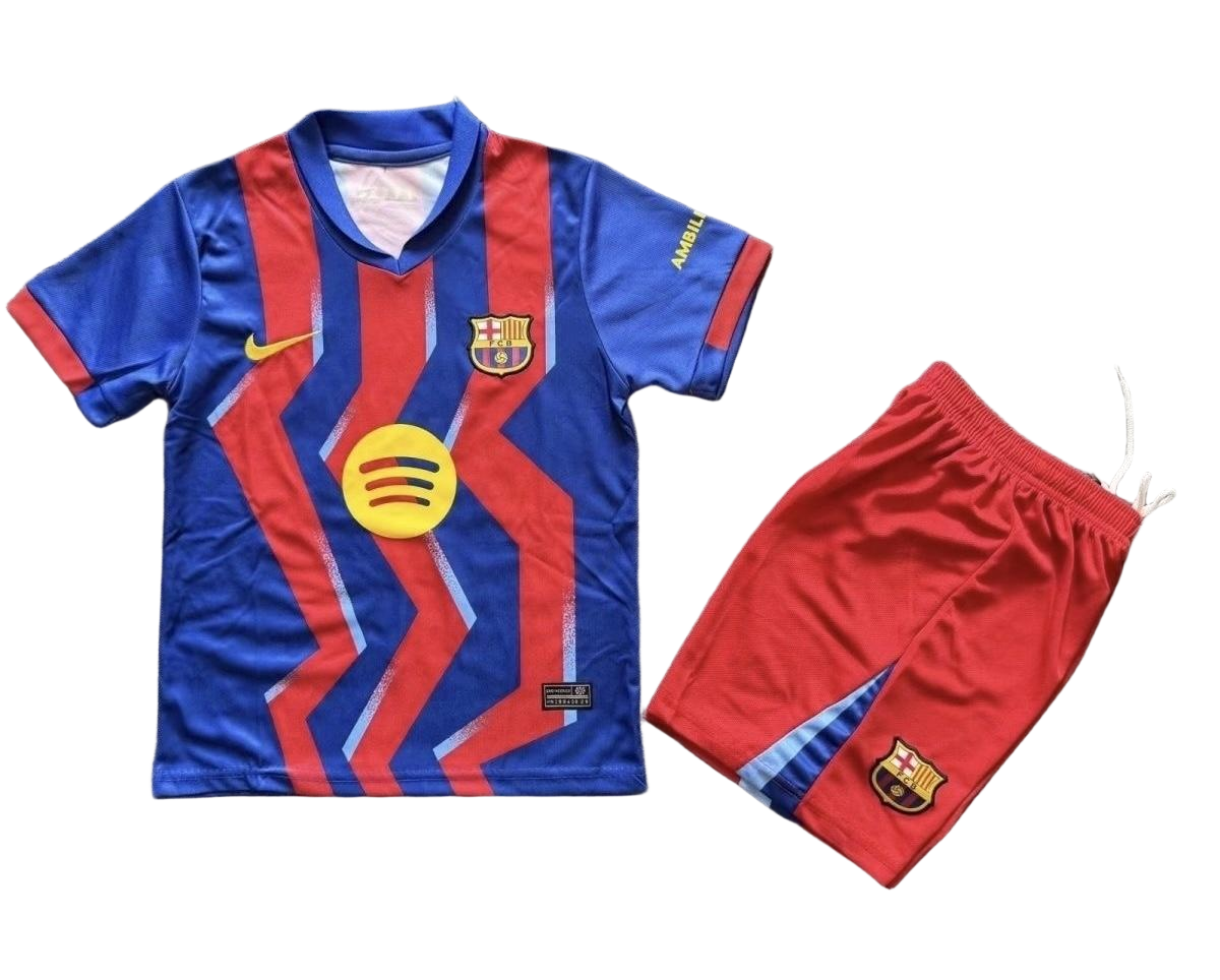 Barcelona Fourth Away Soccer Kids Kit Jersey+Shorts 2025/26 - sinoshirt