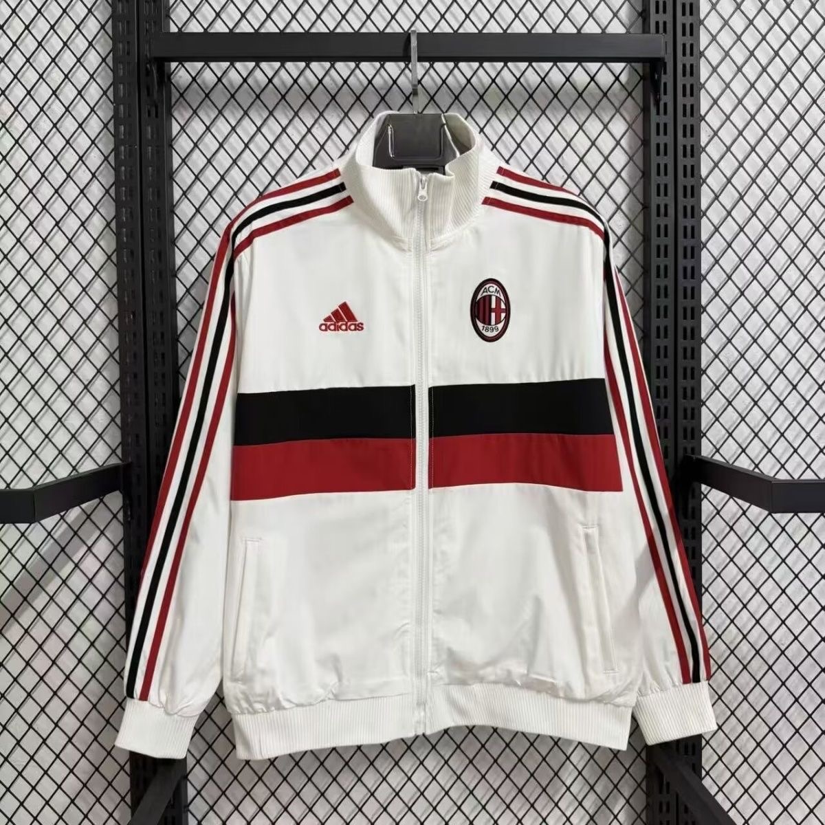 AC Milan Retro Windbreaker Jacket White&Red 2017/18 - sinoshirt