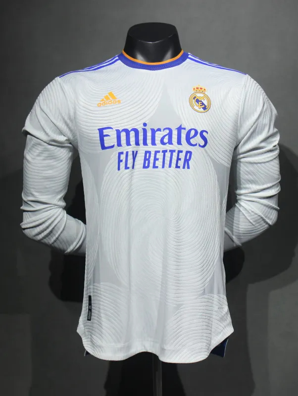 Real Madrid Authentic Retro Jersey Home Long Sleeve Soccer Shirt 2021/22 - sinoshirt