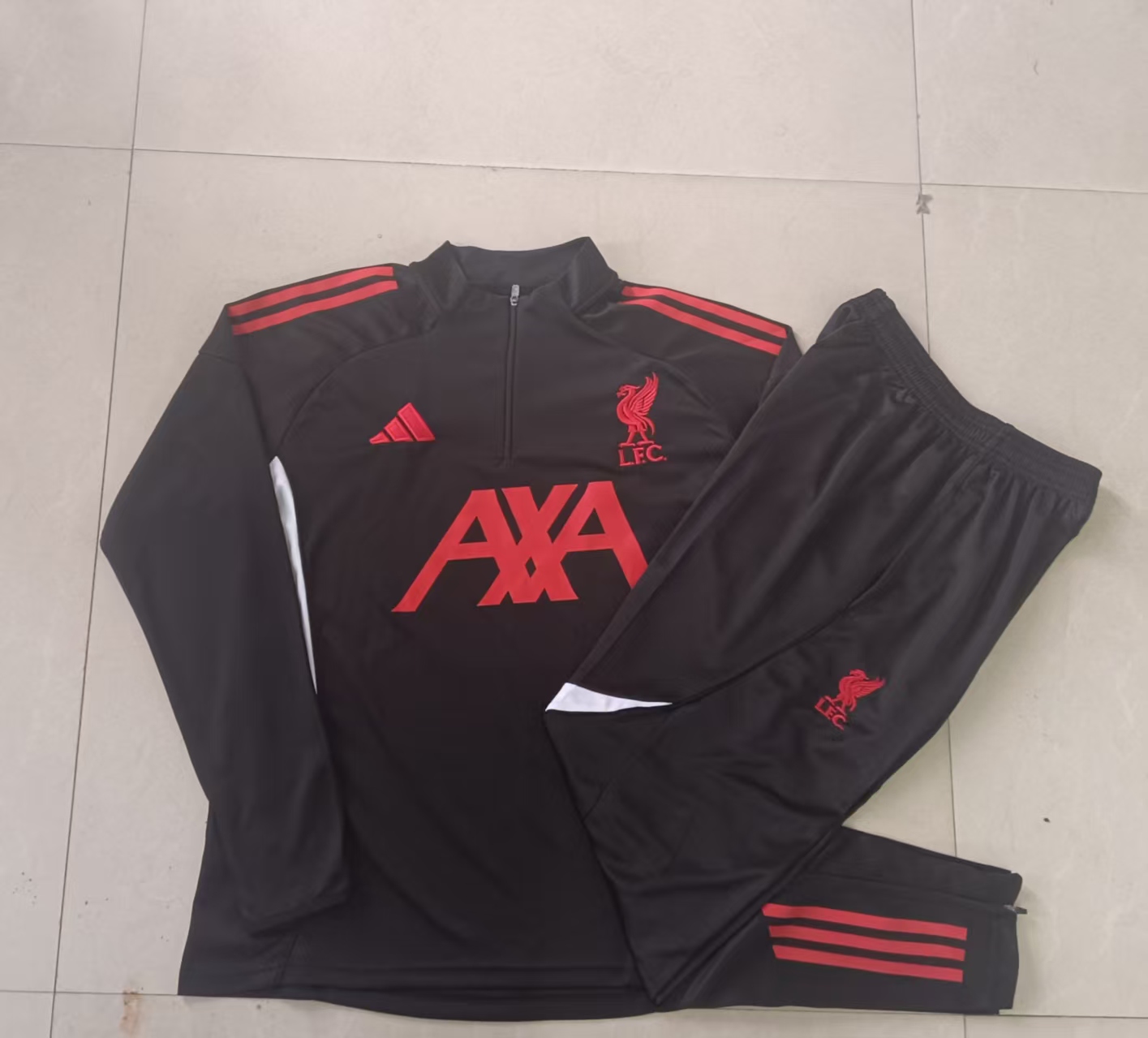 Kids Liverpool Training Kit (Sweatshirt+Pants) Black 2025/26 - sinoshirt