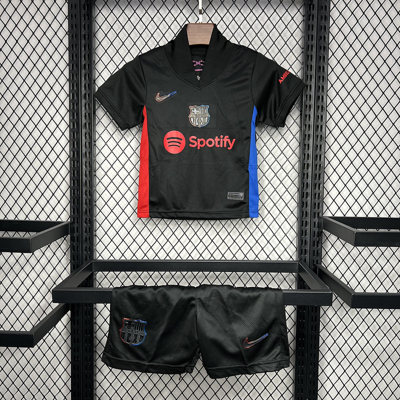 Barcelona Soccer Jersey Away Custom Kids Kit Jersey+Shorts 2024/25 Spotify Logo Without Text - sinoshirt