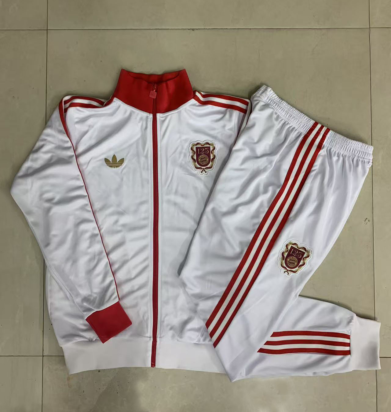 Kids Bayern Munich Training Kit (Jacket+Pants) White 2025/26 - 125th Anniversary - sinoshirt