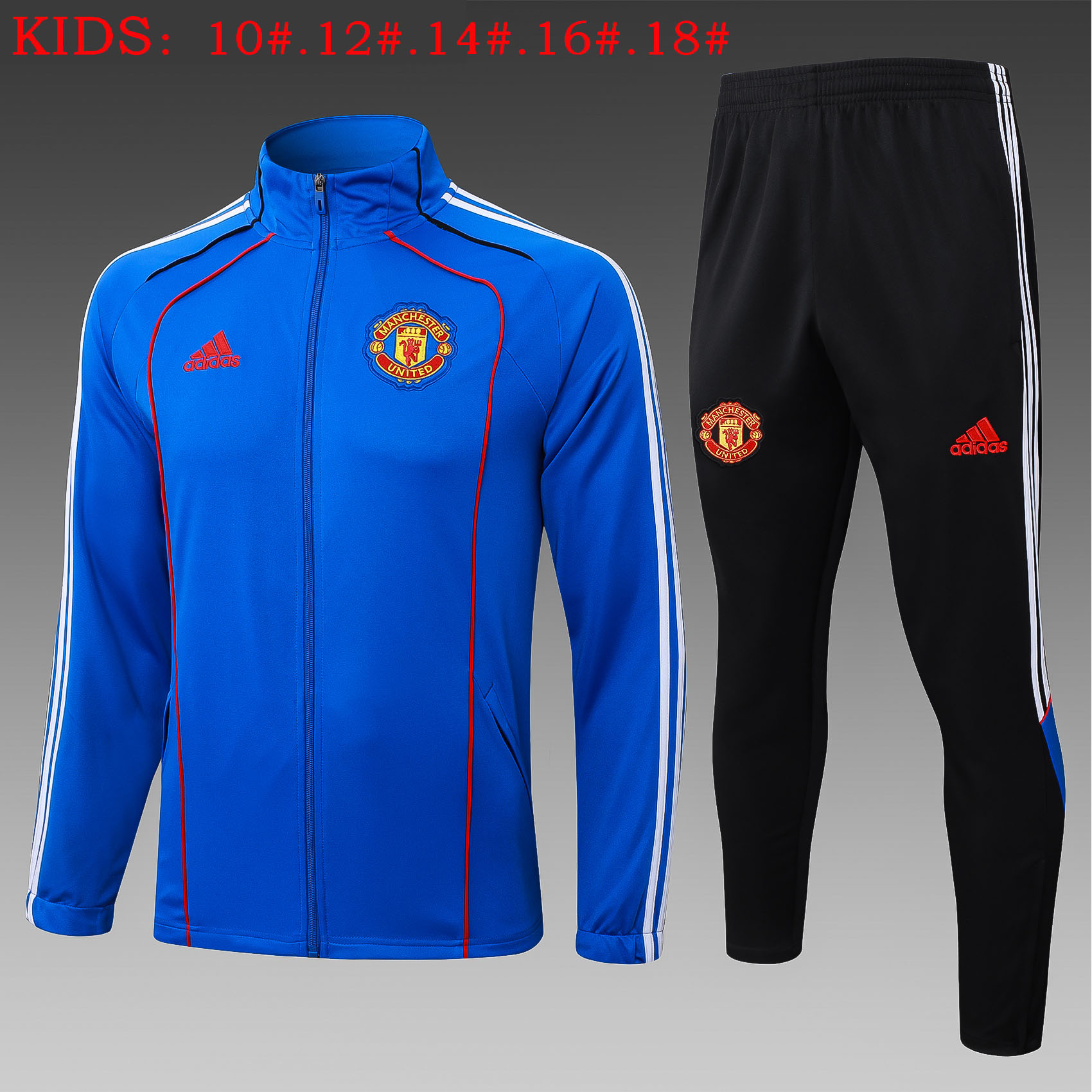 Kids Manchester United Training Kit (Jacket+Pants) Blue 2025/26 - sinoshirt