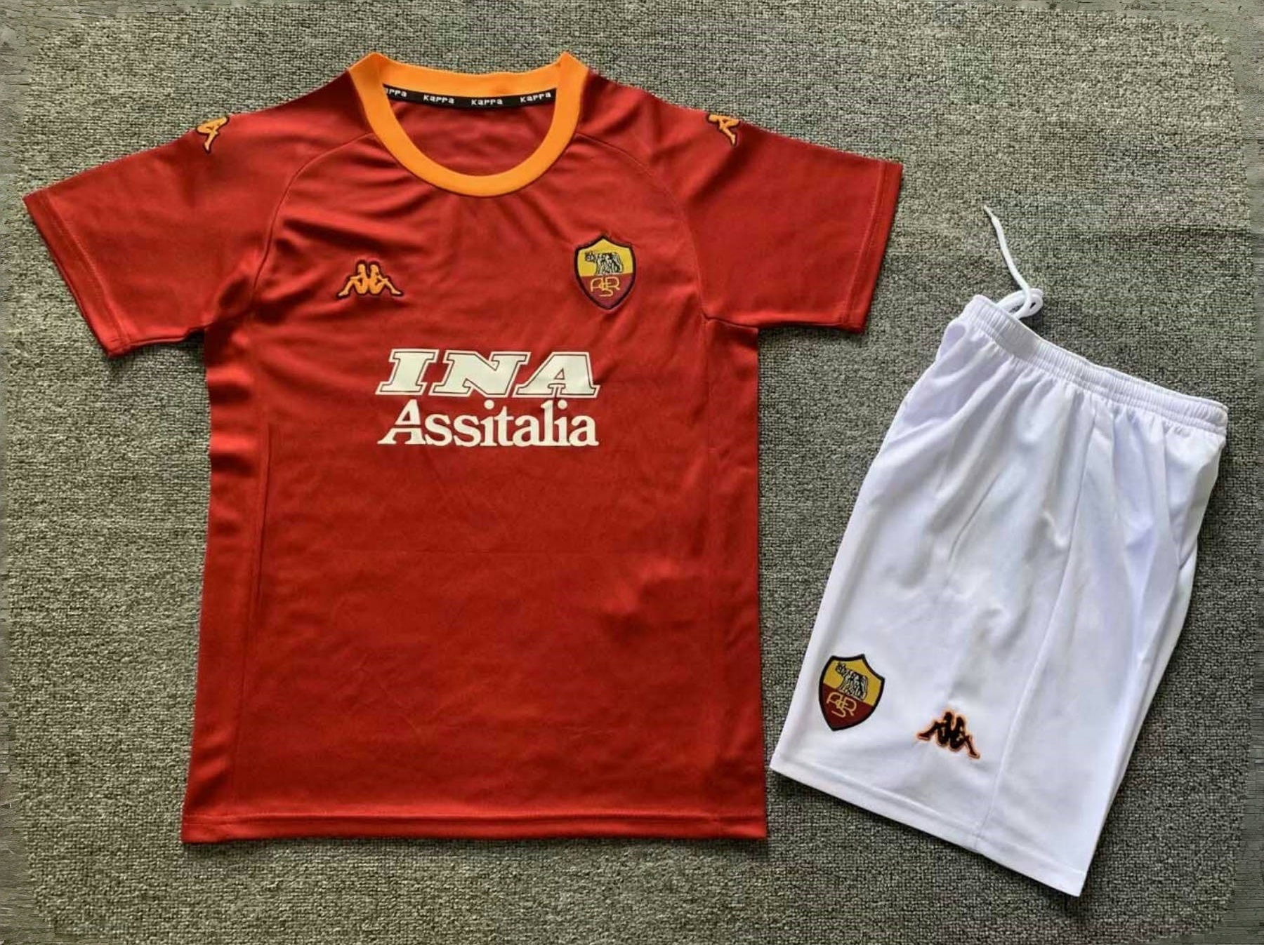 Roma Retro Soccer Jersey Home Kids Kit Jersey+Shorts 2000/01 - sinoshirt