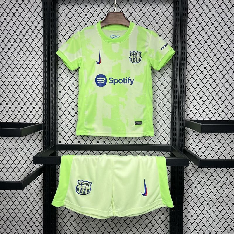 Barcelona Soccer Jersey Third Away Kids Kit Jersey+Shorts 2024/25 Spotify Logo Without Text - sinoshirt