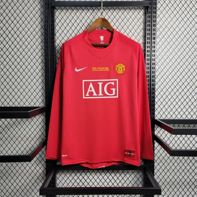 Manchester United Retro Home UCL Final Long Sleeve Football Jersey Shirt 2007/08 - sinoshirt
