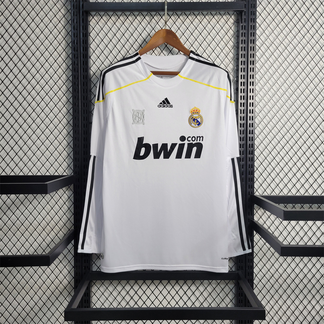 Real Madrid Retro Jersey Home Long Sleeve Custom Soccer Shirt 2009/10 - sinoshirt
