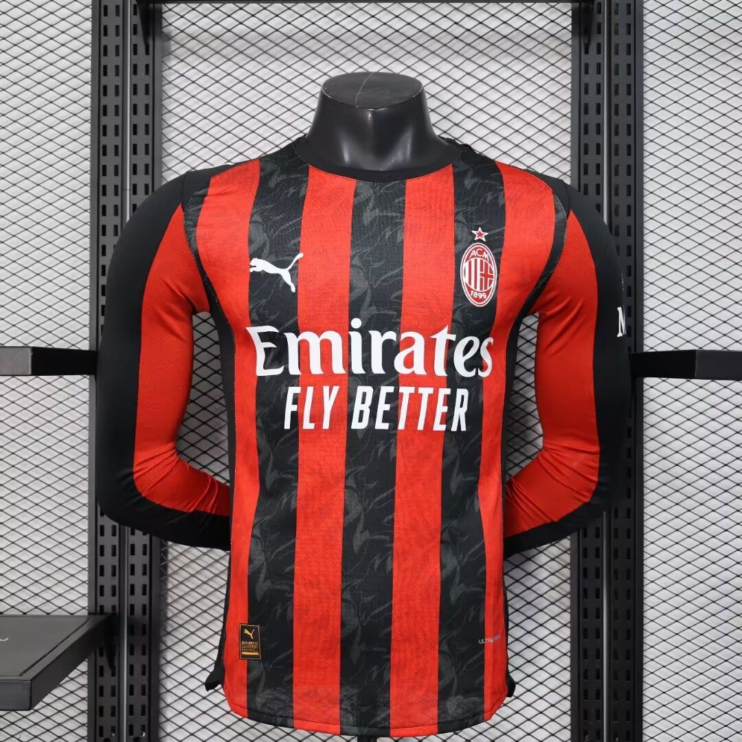 AC Milan Authentic Soccer Jersey Home Long Sleeve Shirt 2025/26 - sinoshirt