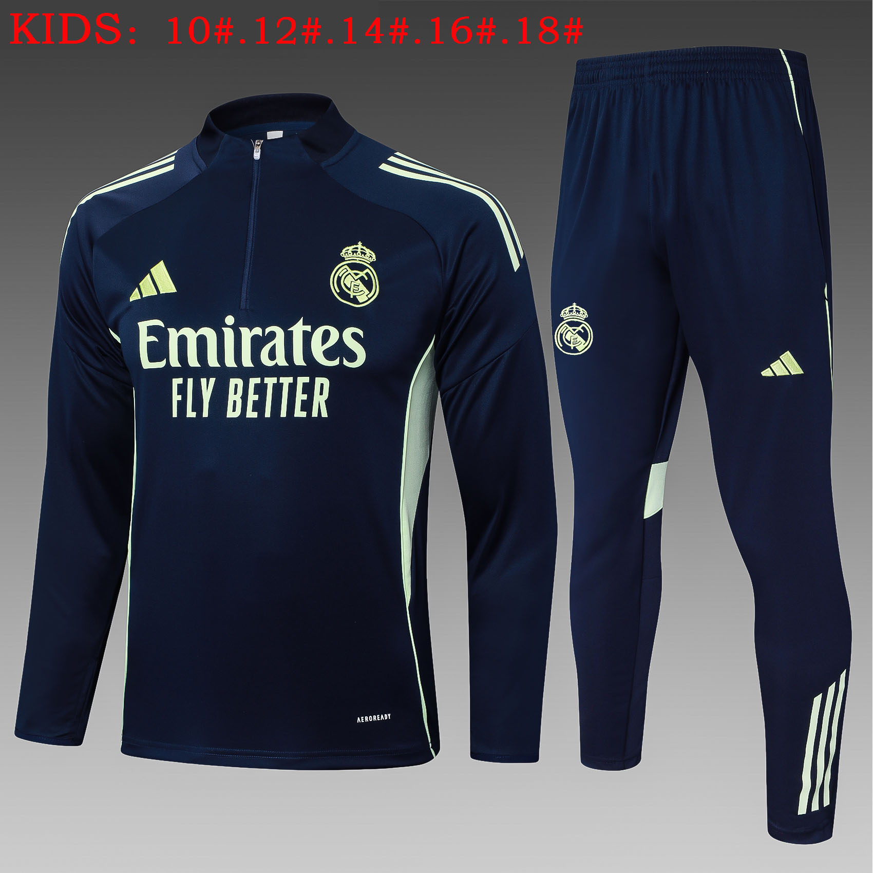 Kids Real Madrid Training Kit (Sweatshirt+Pants) Cyan 2025/26 - sinoshirt