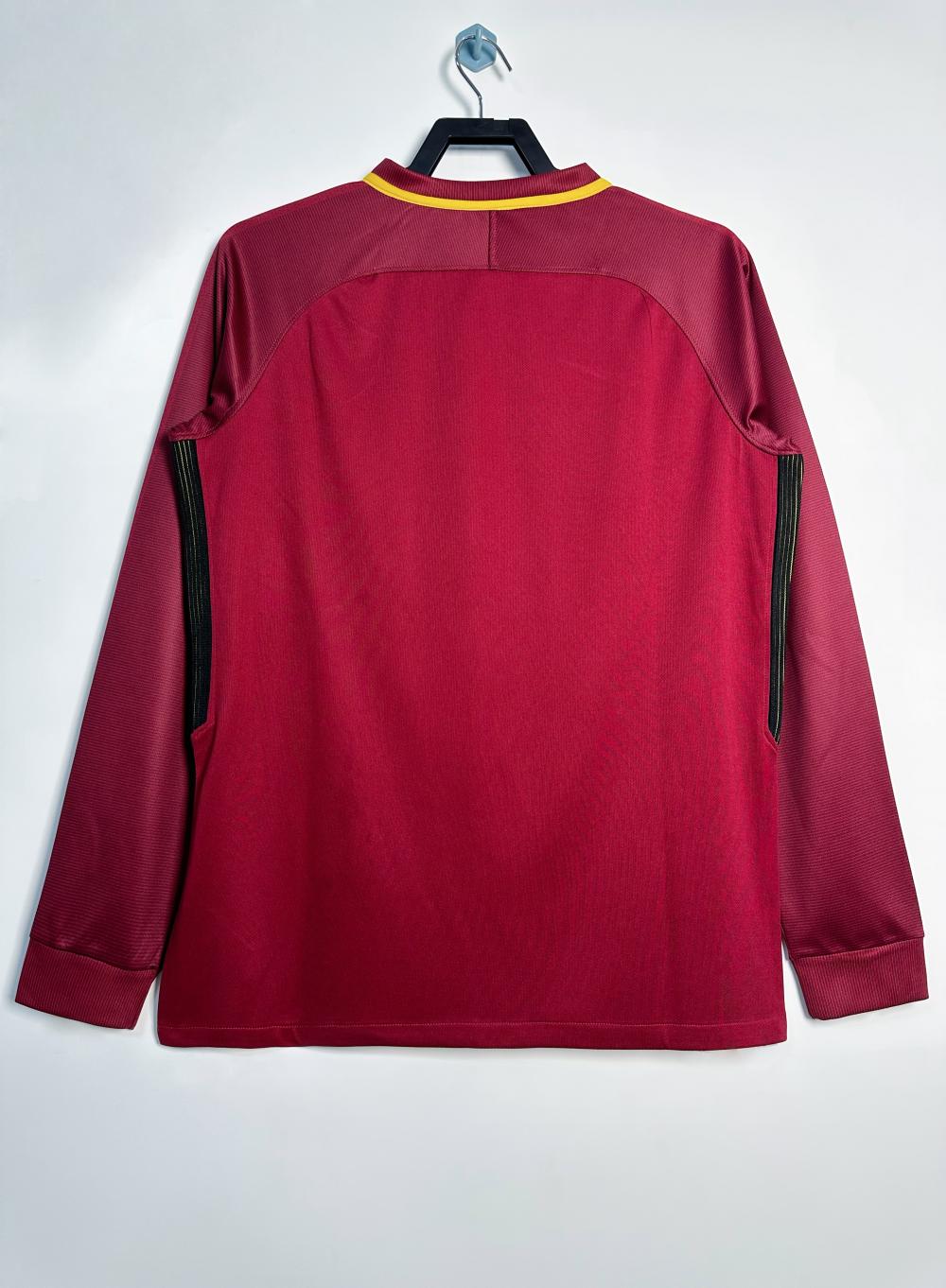 Roma Retro Soccer Jersey Home Long Sleeve Custom Shirt 2017/18 - sinoshirt