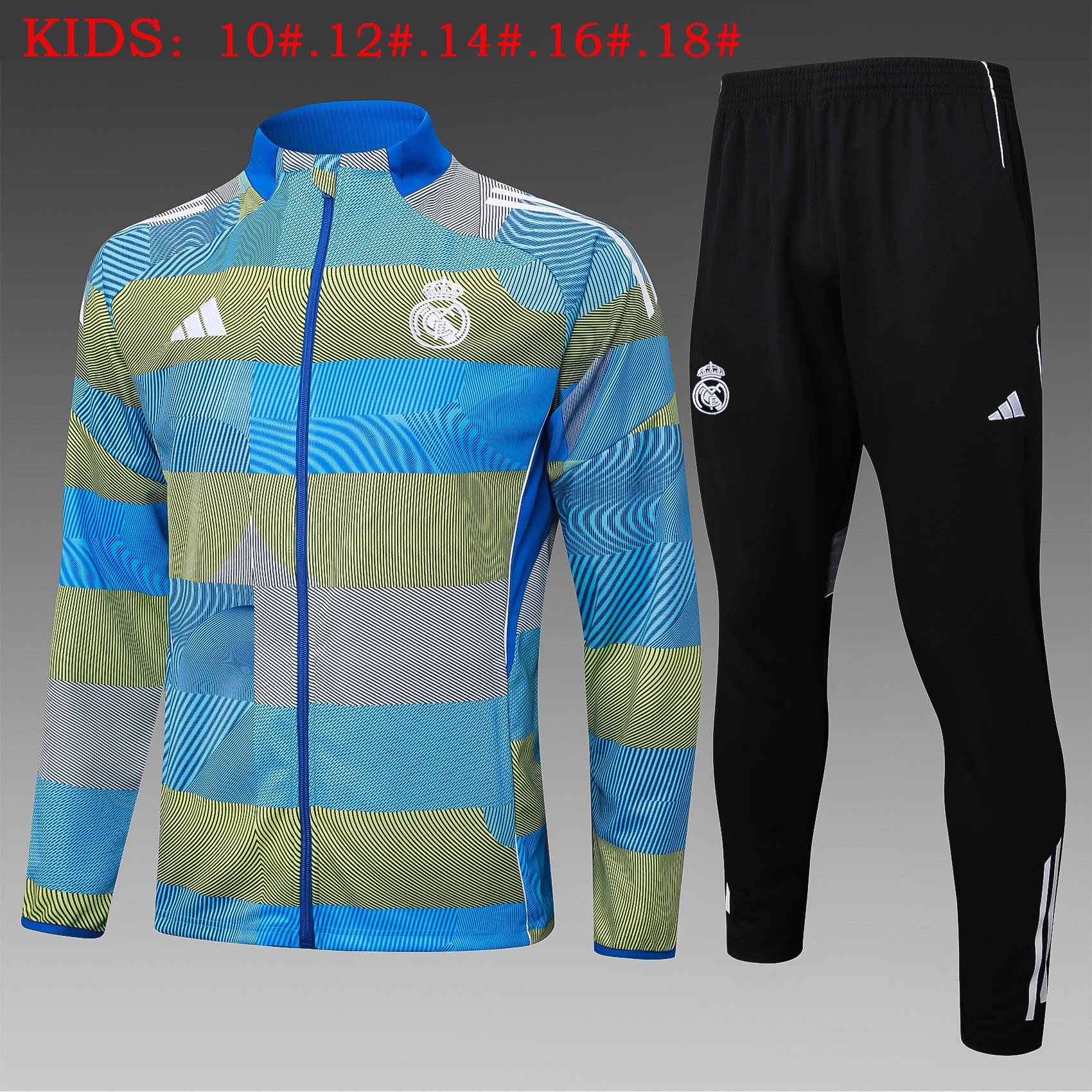Kids Real Madrid Training Kit (Jacket+Pants) Green 2025/26 - sinoshirt