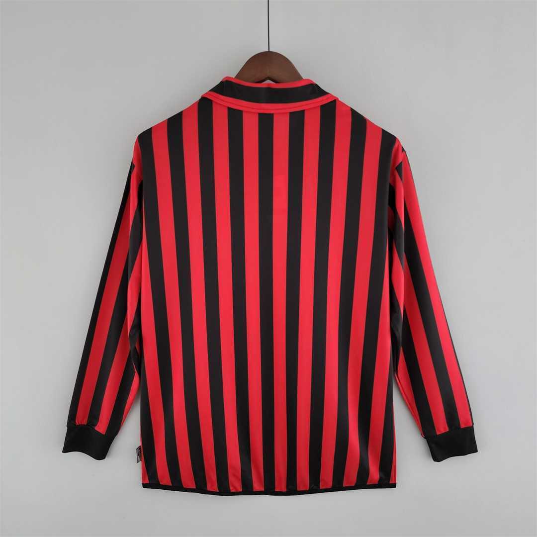 AC Milan Retro Soccer Jersey Centenary Home Long Sleeve Custom Shirt 1999/00 - sinoshirt