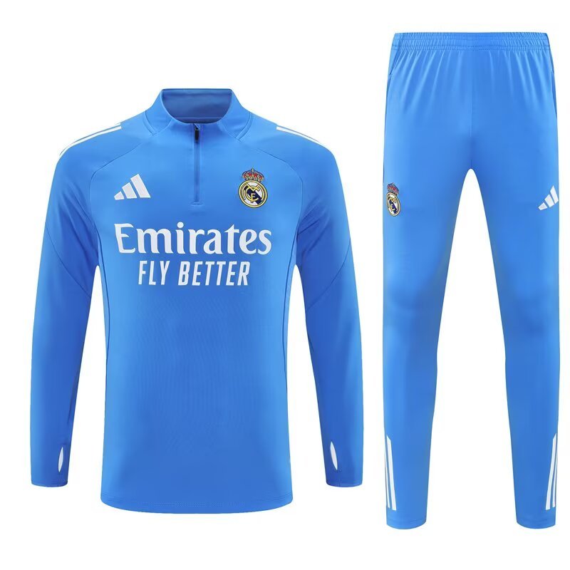 Kids Real Madrid Training Kit (Sweatshirt+Pants) Blue 2025/26 - sinoshirt
