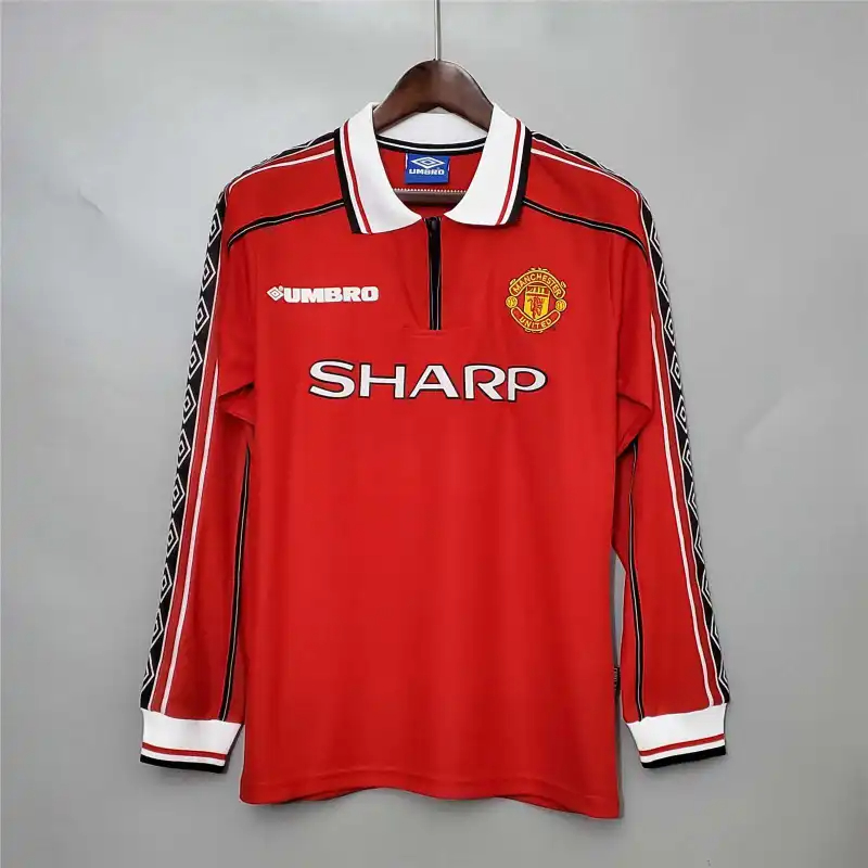 Manchester United Retro Home Long Sleeve Football Jersey Shirt 1998/99 - sinoshirt