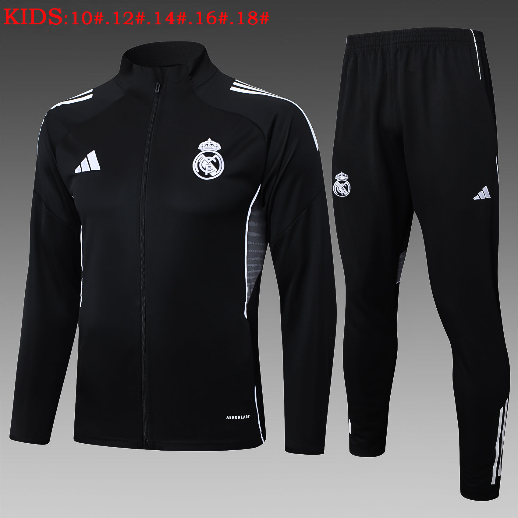 Kids Real Madrid Training Kit (Jacket+Pants) Black 2025/26 - sinoshirt