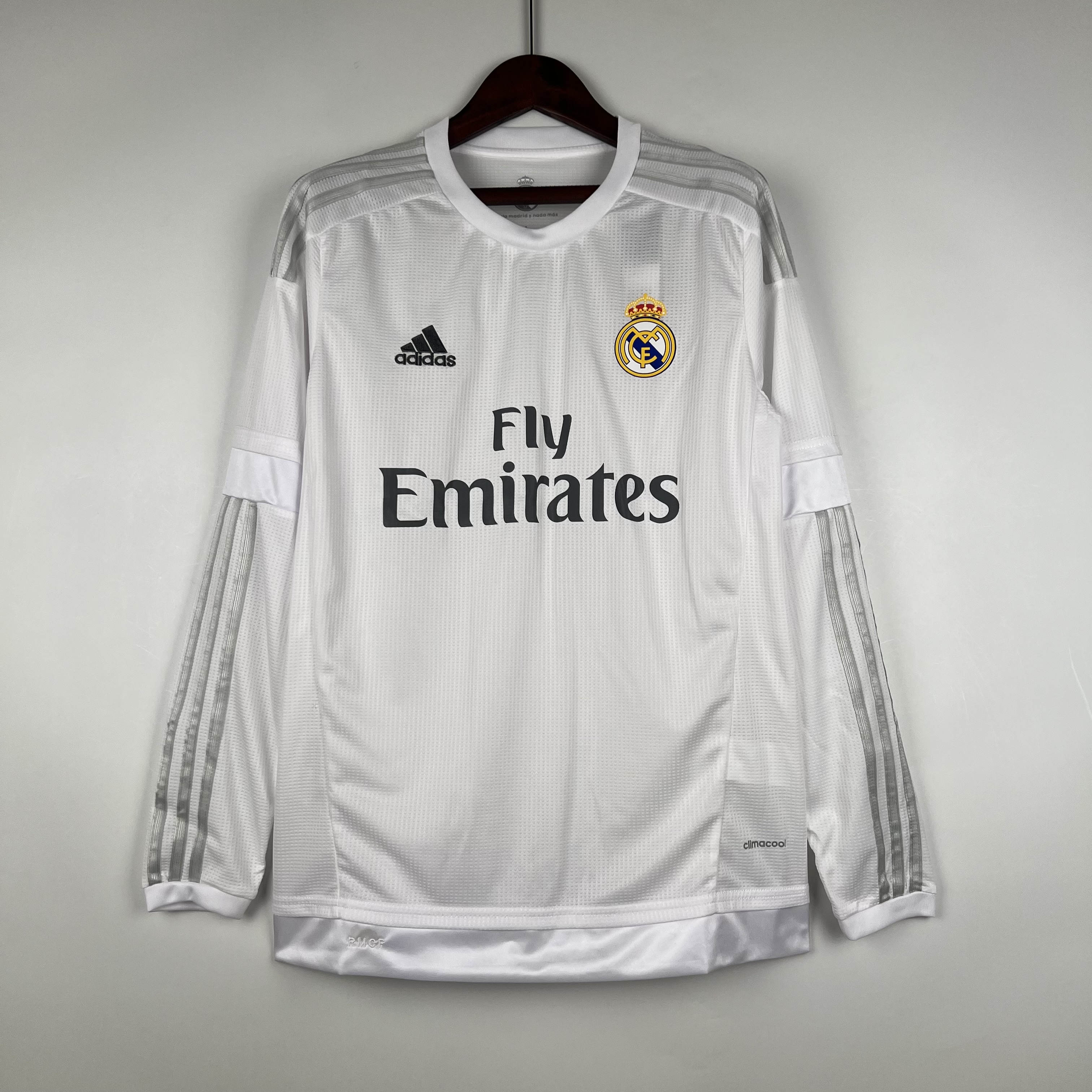 Real Madrid Retro Jersey Home Long Sleeve Custom Soccer Shirt 2015/16 - sinoshirt