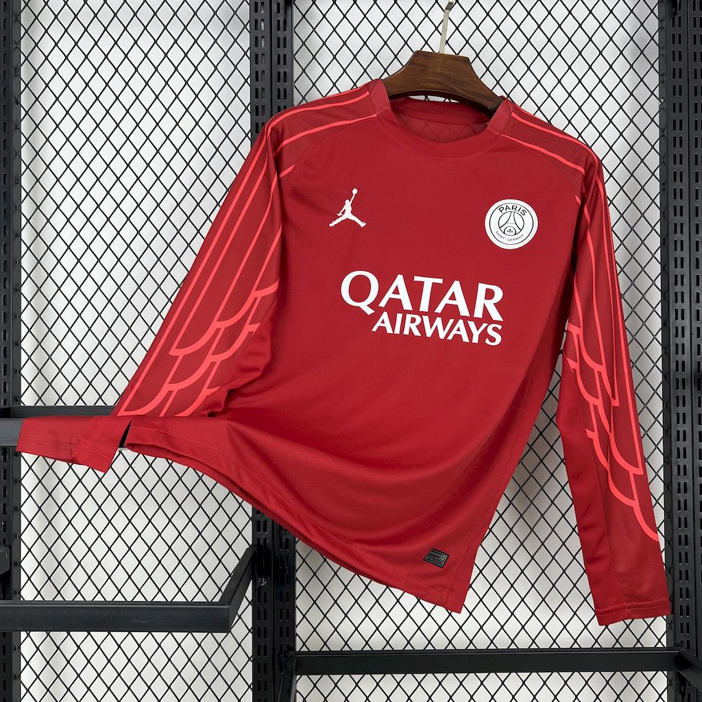 PSG Soccer Jersey Red Custom Long Sleeve Shirt 2025/26 - sinoshirt