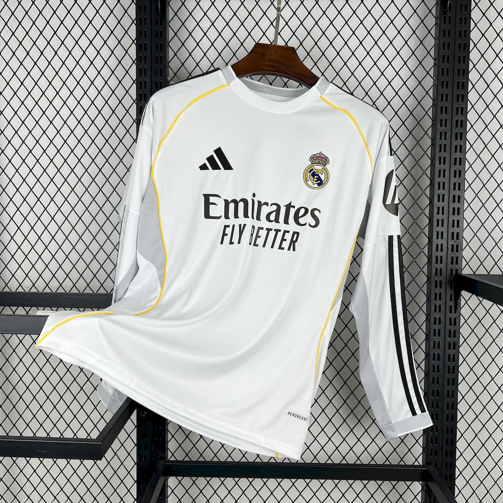 Real Madrid Soccer Jersey Home Custom Long Sleeves Shirt 2025/26 - sinoshirt