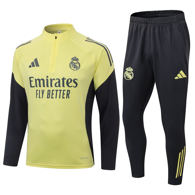 Kids Real Madrid Training Kit (Sweatshirt+Pants) Yellow 2025/26 - sinoshirt