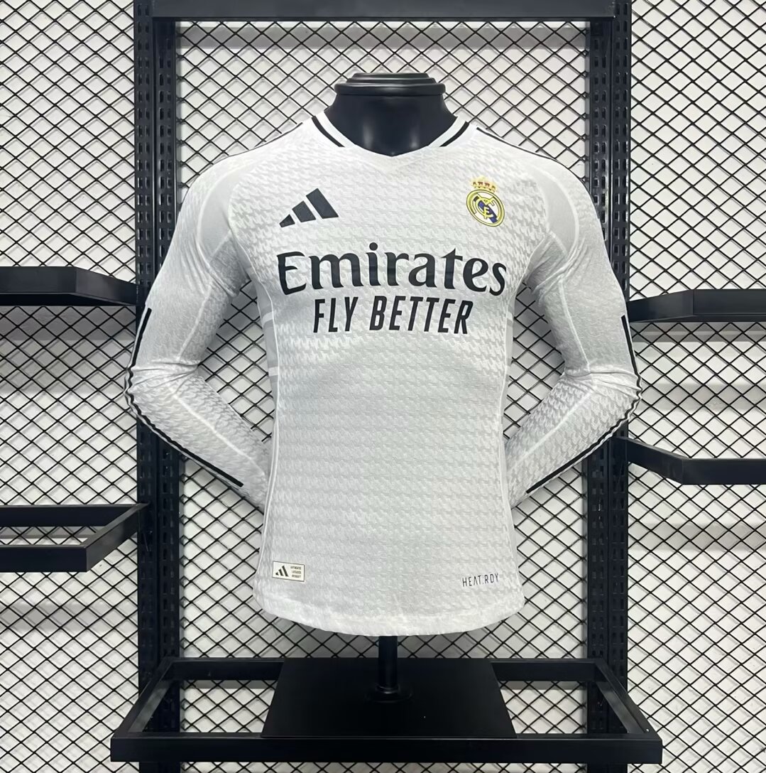 Real Madrid Authentic Soccer Jersey Home Long Sleeve Shirt 2024/25 - sinoshirt