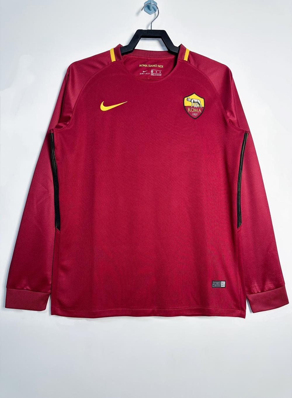 Roma Retro Soccer Jersey Home Long Sleeve Custom Shirt 2017/18 - sinoshirt