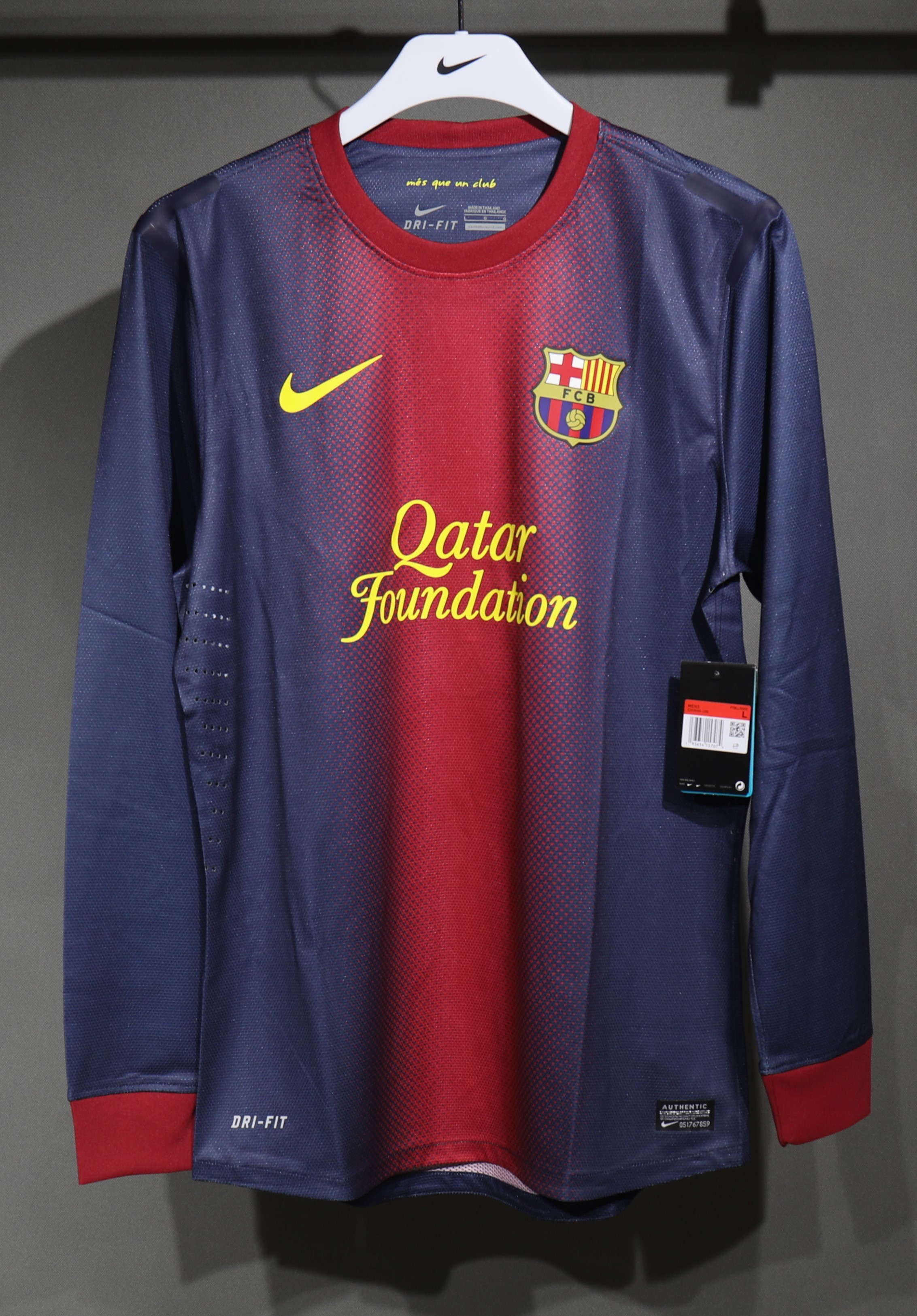 Authentic Barcelona Retro Jersey Home Long Sleeve Soccer Shirt 2012-13 - sinoshirt