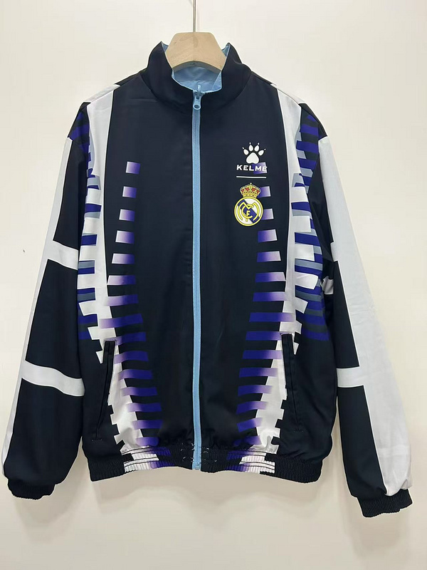 Real Madrid Retro Reversible Double-Sides Windbreaker Jacket White 1997-98 - sinoshirt