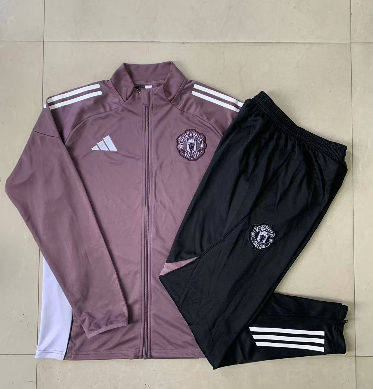 Kids Manchester United Training Kit (Jacket+Pants) Grayish Purple 2025/26 - sinoshirt