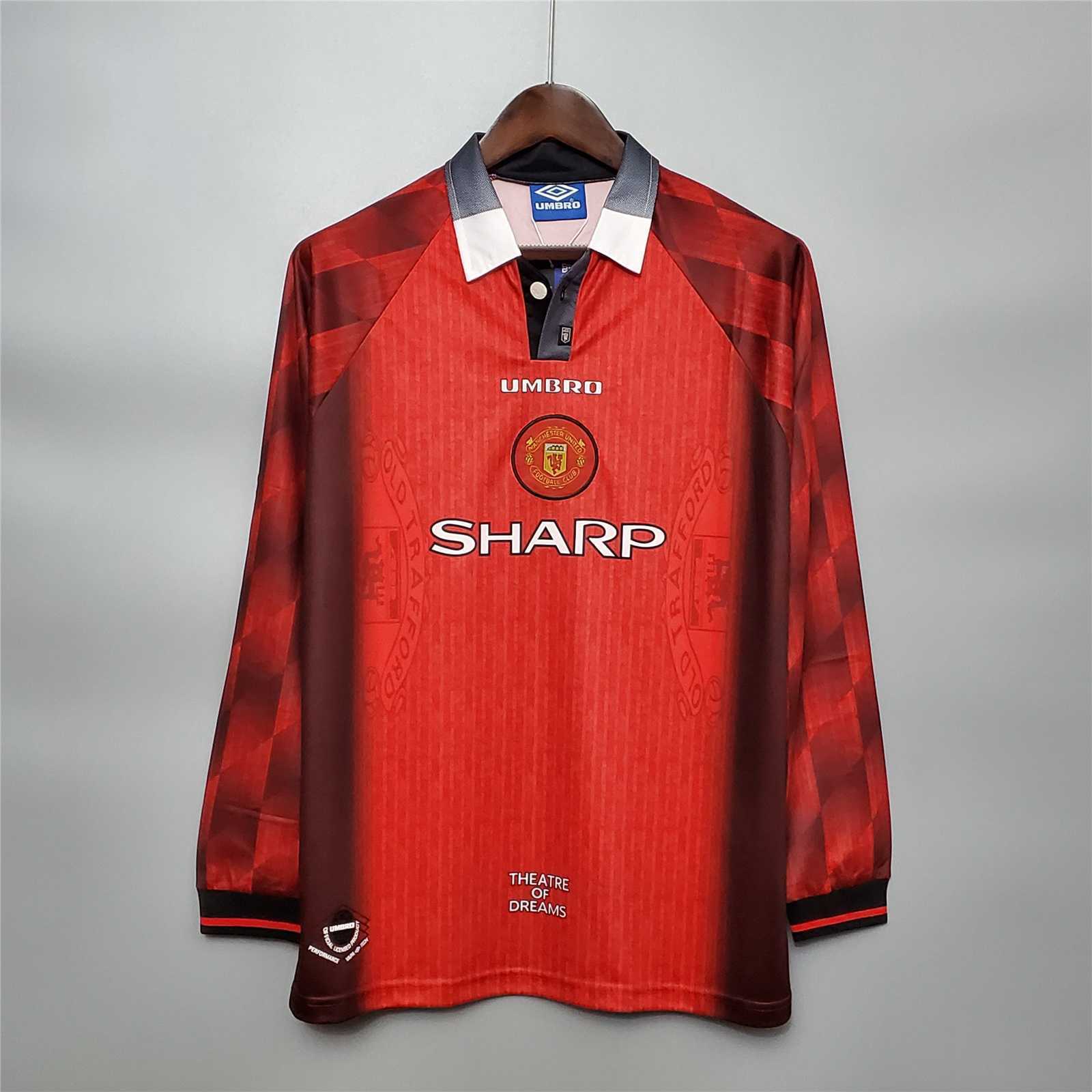 Manchester United Retro Football Jersey Home Long Sleeve Custom Shirt 1996/98 - sinoshirt