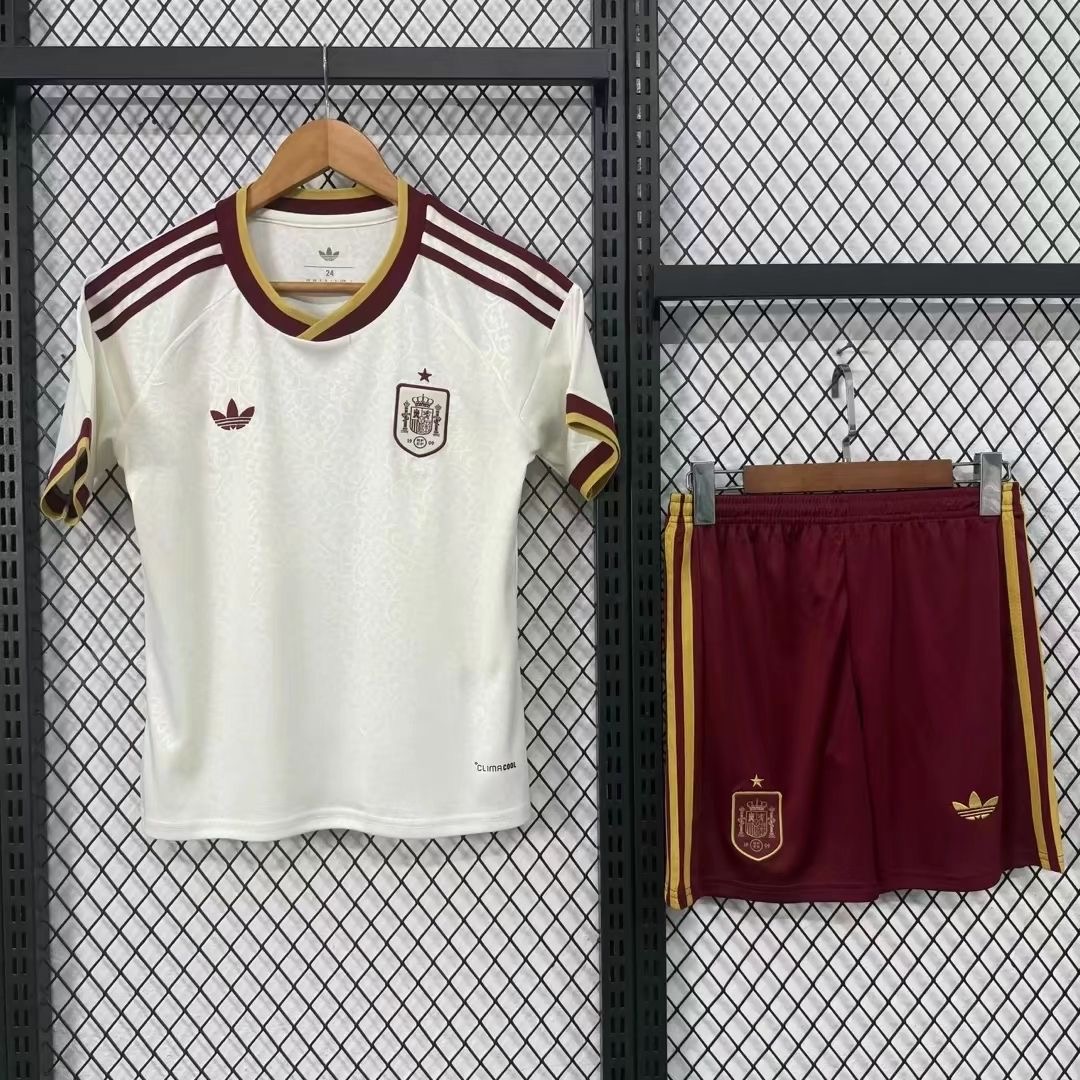 Spain Soccer Jersey Away Kids Kit Jersey+Shorts World Cup 2026 - sinoshirt