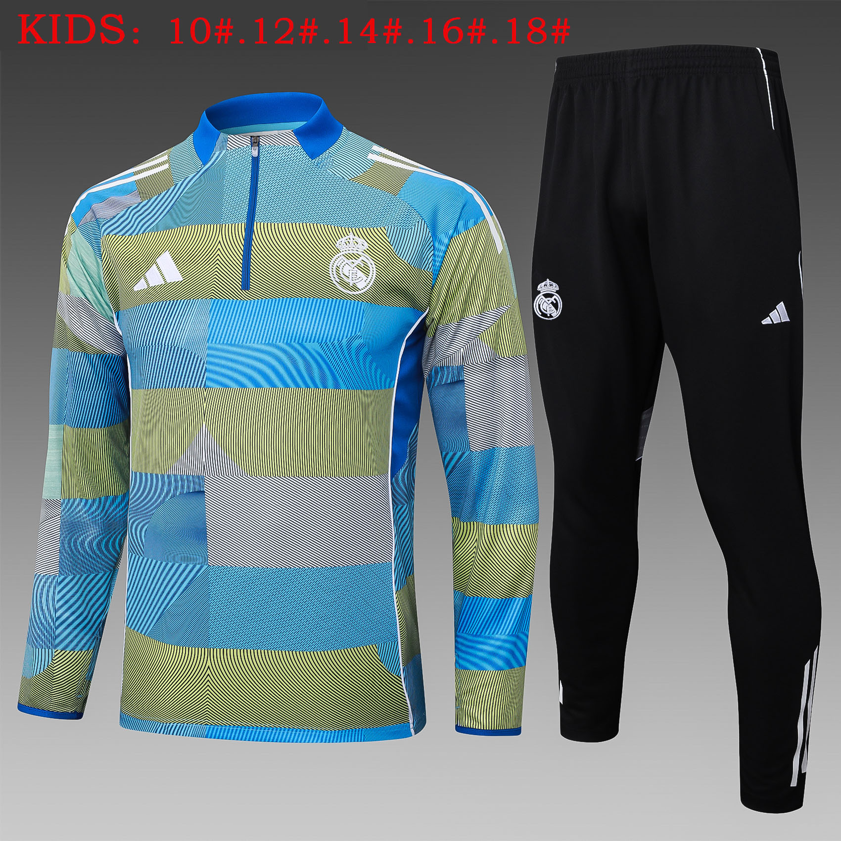 Kids Real Madrid Training Kit (Sweatshirt+Pants) Green 2025/26 - sinoshirt
