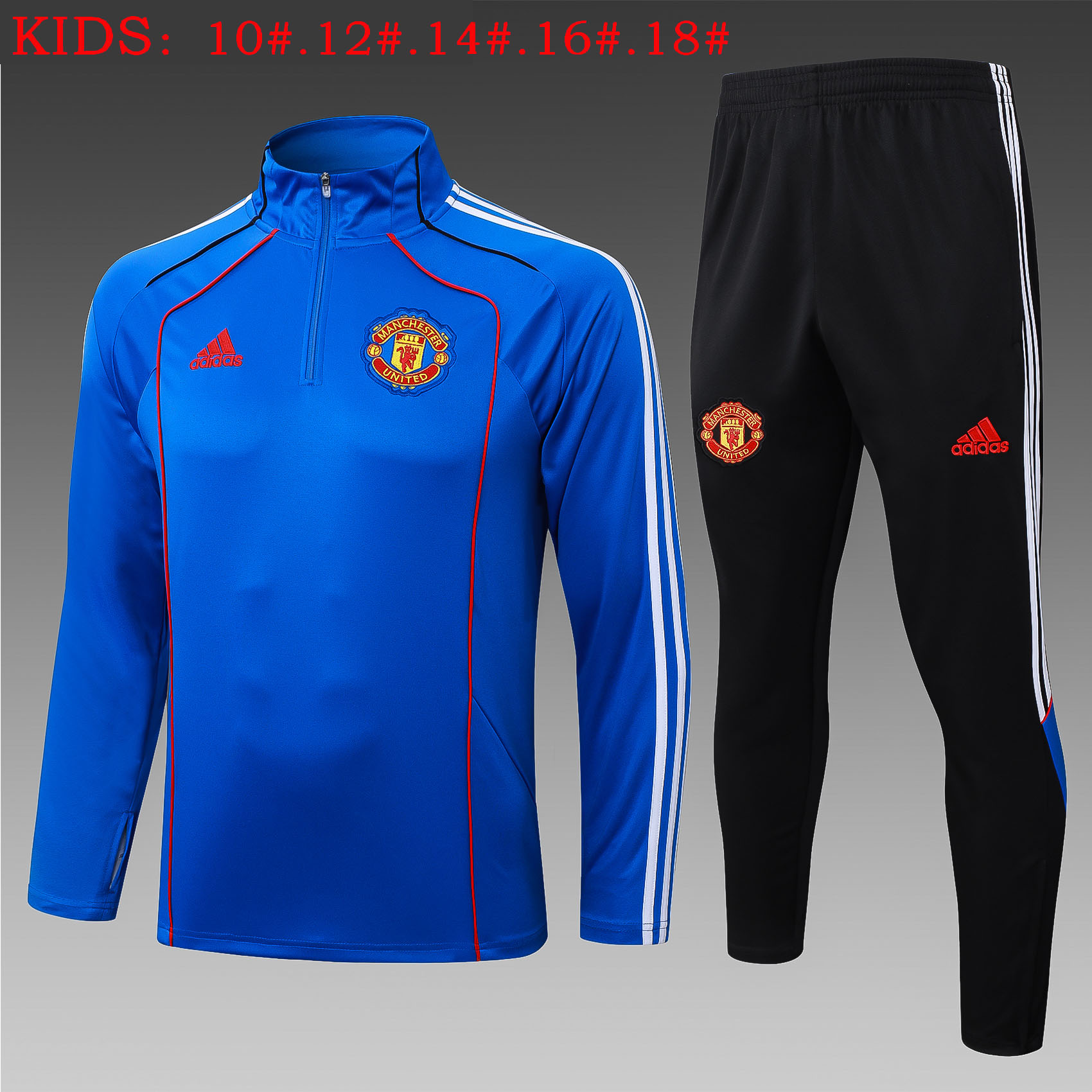 Kids Manchester United Training Kit (Sweatshirt+Pants) Blue 2025/26 - sinoshirt