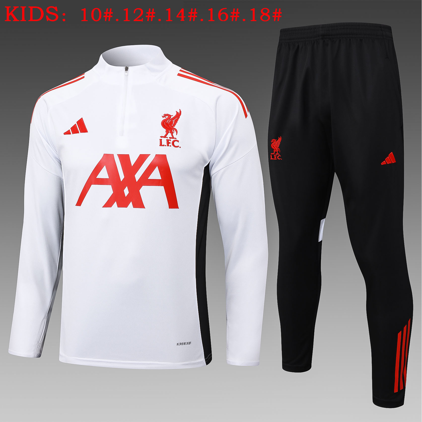 Kids Liverpool Training Kit (Sweatshirt+Pants) White 2025/26 - sinoshirt