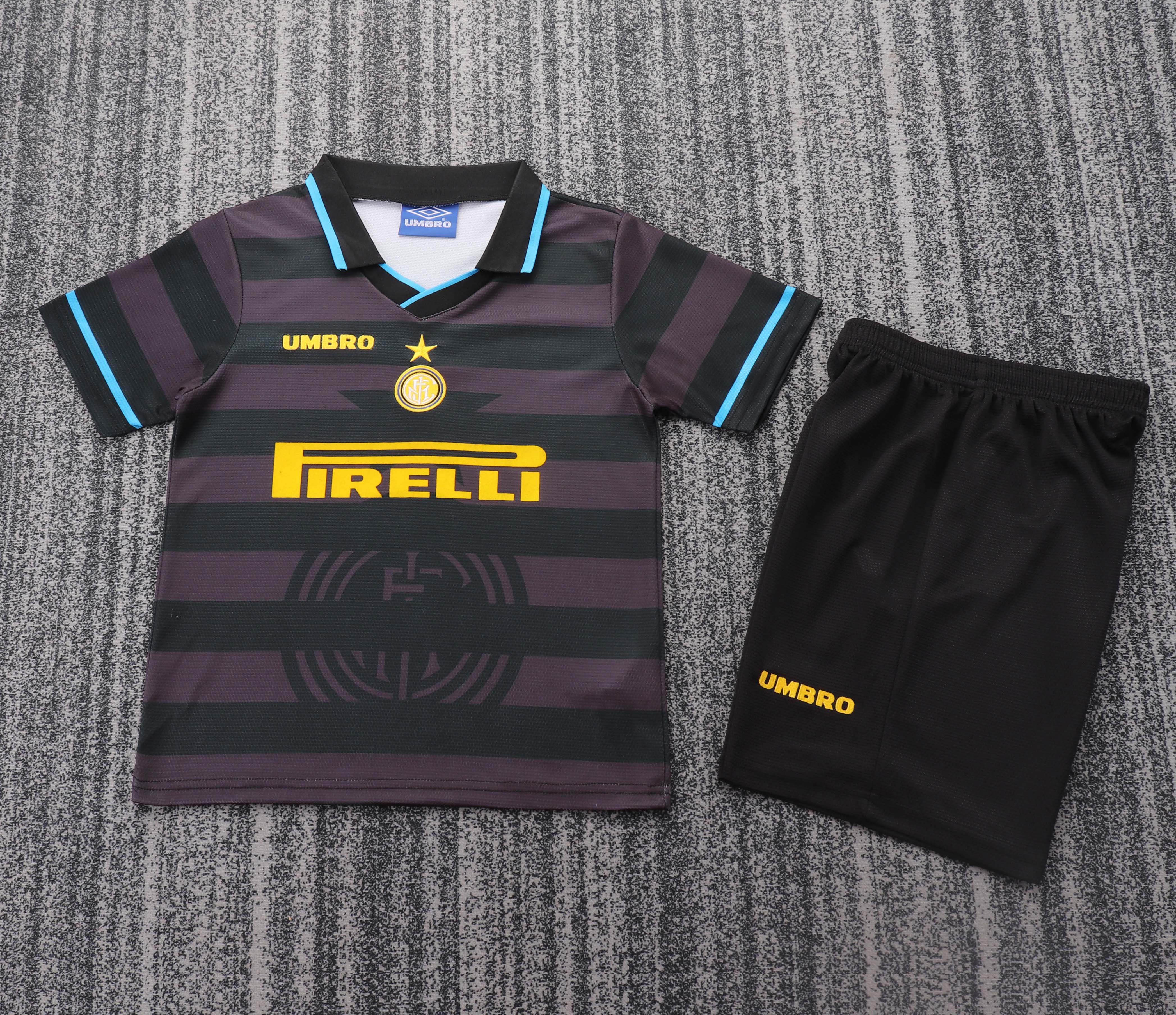 Inter Milan Retro Jersey Third Away Kids Kit Jerseys+Shorts 1997/98 - sinoshirt