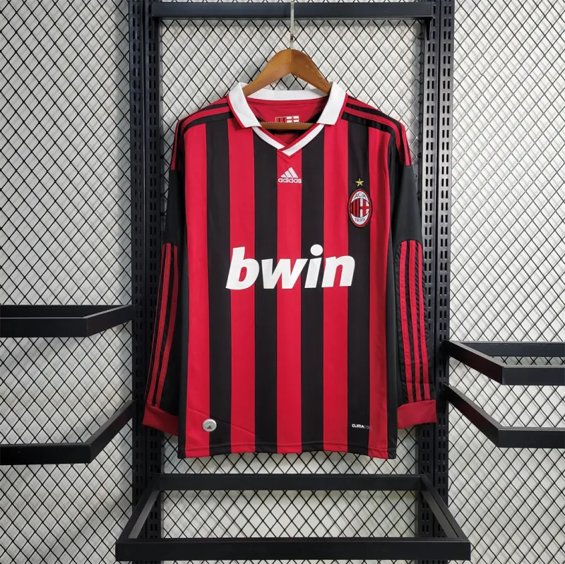 AC Milan Retro Soccer Jersey Home Long Sleeve Custom Shirt 2009/10 - sinoshirt