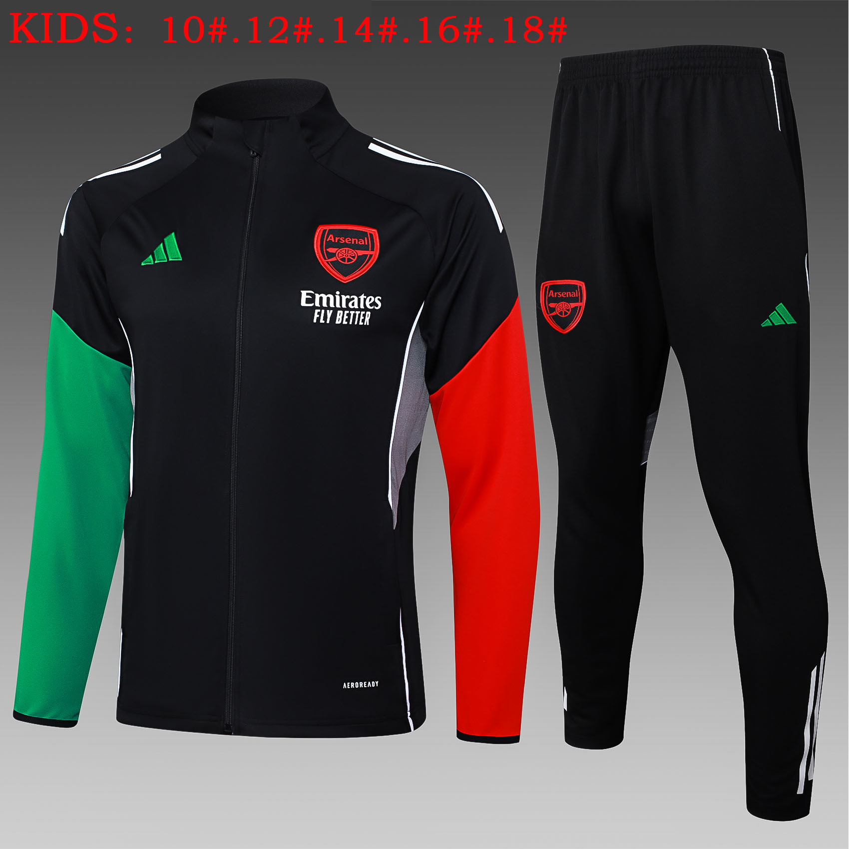 Kids Arsenal Training Kit (Jacket+Pants) Black 2025/26 - sinoshirt