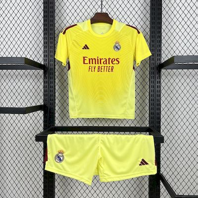 Real Madrid Soccer Jersey Yellow Goalkeeper Kids Kit Jersey+Shorts 2025/26 - sinoshirt