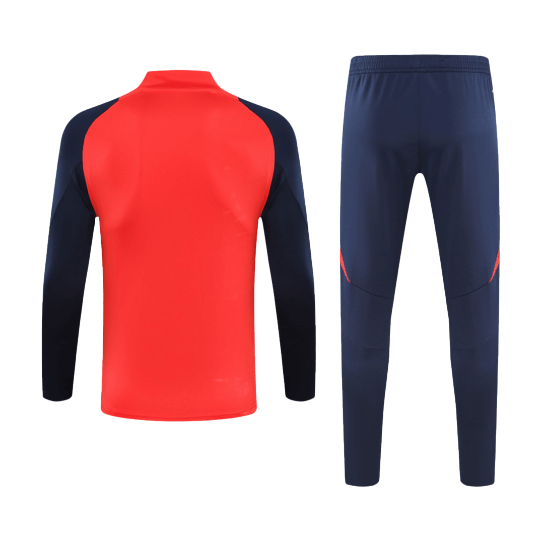Kids Manchester United 1/2 Zipper Sweat Kit (Top+Pants) Red 2024/25 - sinoshirt