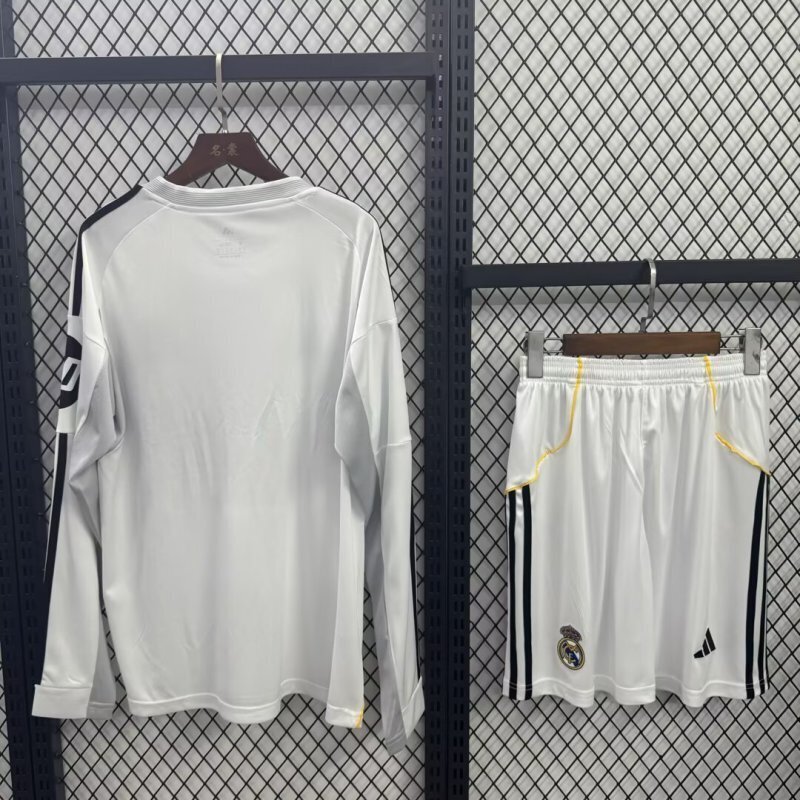 Real Madrid Soccer Jersey Home Kids Kit Long Sleeve Jersey+Shorts 2025/26 - sinoshirt