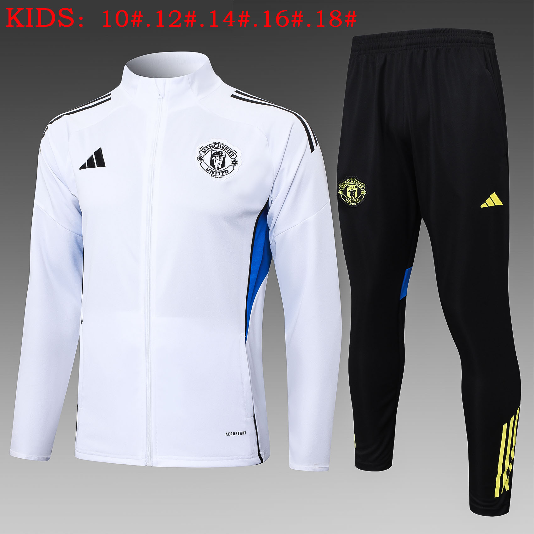 Kids Manchester United Training Kit (Jacket+Pants) White 2025/26 - sinoshirt
